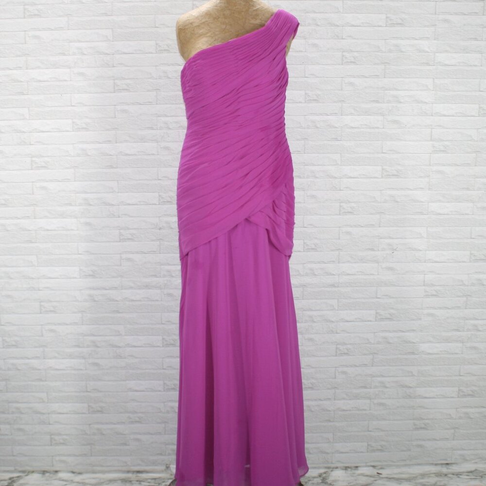 MORI LEE Dress Prom One Shoulder Formal Mother of Bride Fuchsia Plus Size 16
